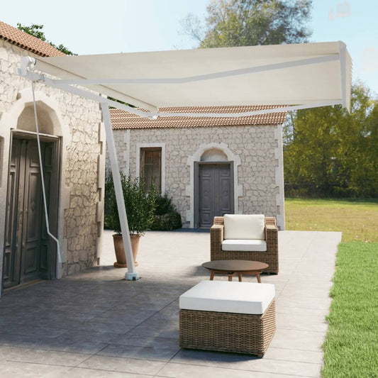 vidaXL Freestanding Manual Retractable Awning 400x350 cm Cream