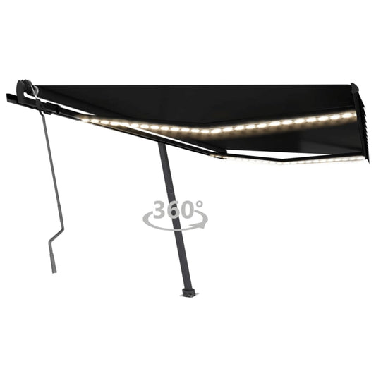 vidaXL Manual Retractable Awning with LED 450x350 cm Anthracite