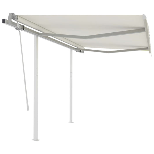 vidaXL Manual Retractable Awning with Posts 3.5x2.5 m Cream