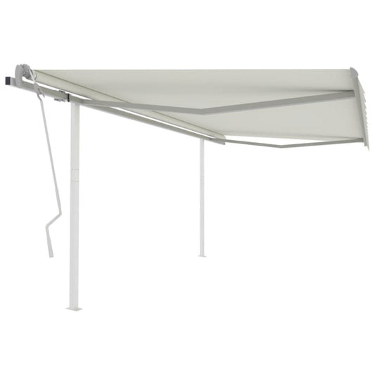 vidaXL Manual Retractable Awning with Posts 4.5x3 m Cream