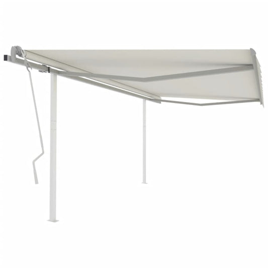 vidaXL Manual Retractable Awning with Posts 4x3.5 m Cream
