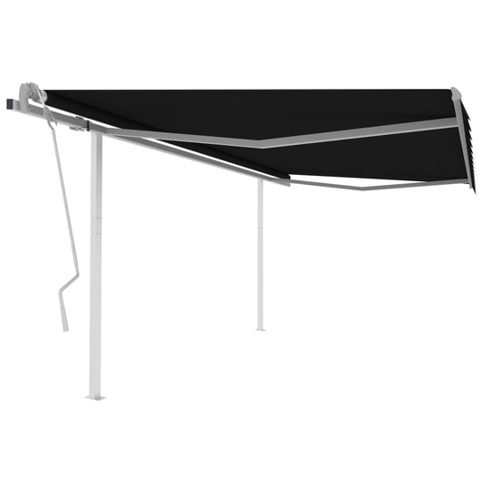 vidaXL Manual Retractable Awning with Posts 4.5x3.5 m Anthracite