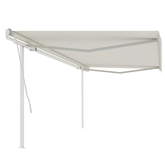 vidaXL Manual Retractable Awning with Posts 5x3.5 m Cream