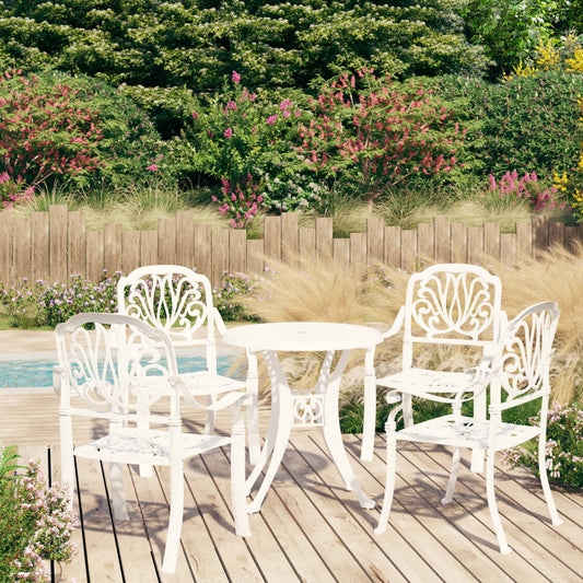 vidaXL 5 Piece Bistro Set Cast Aluminium White