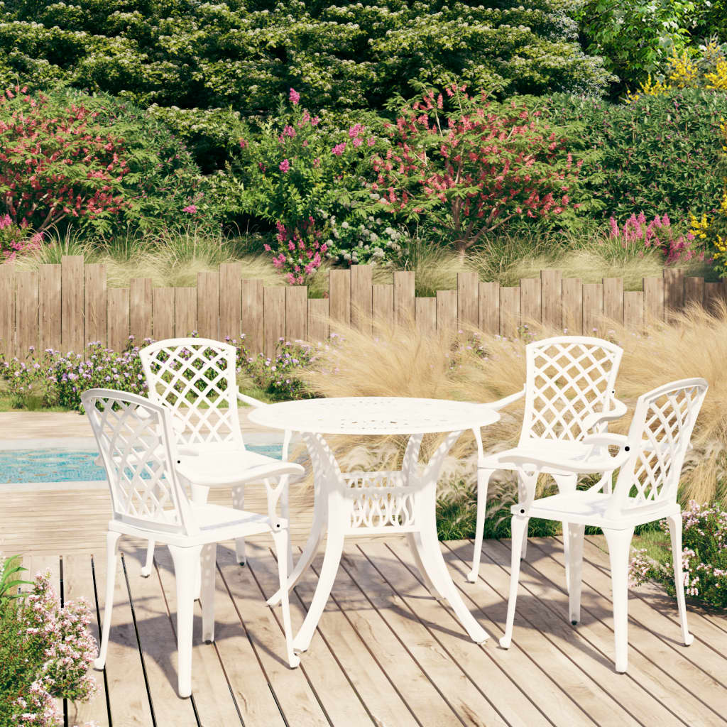 vidaXL 5 Piece Bistro Set Cast Aluminium White