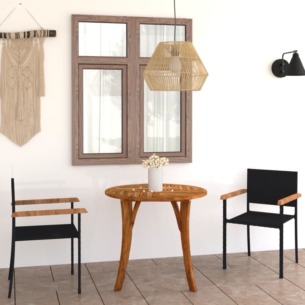 vidaXL 3 Piece Garden Dining Set Black