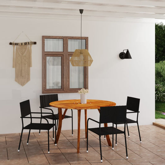 vidaXL 5 Piece Garden Dining Set Black