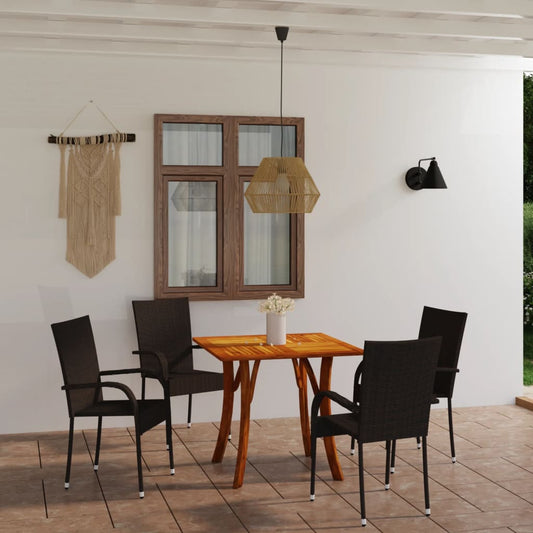 vidaXL 5 Piece Garden Dining Set Brown