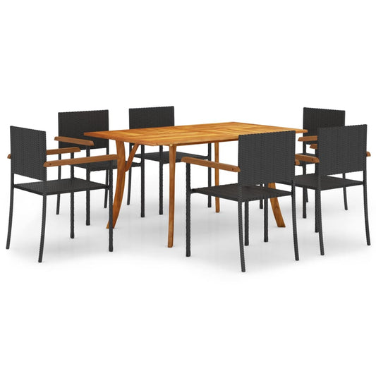 vidaXL 7 Piece Garden Dining Set Black