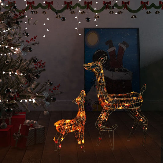 vidaXL Acrylic Reindeer Family Christmas Decoration 160 LED Colourful