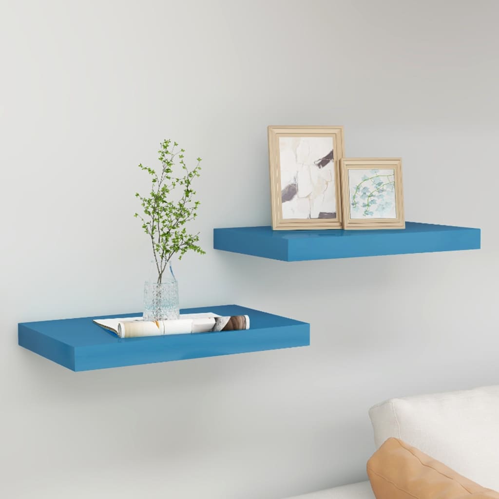 vidaXL Floating Wall Shelves 2 pcs Blue 50x23x3.8 cm MDF