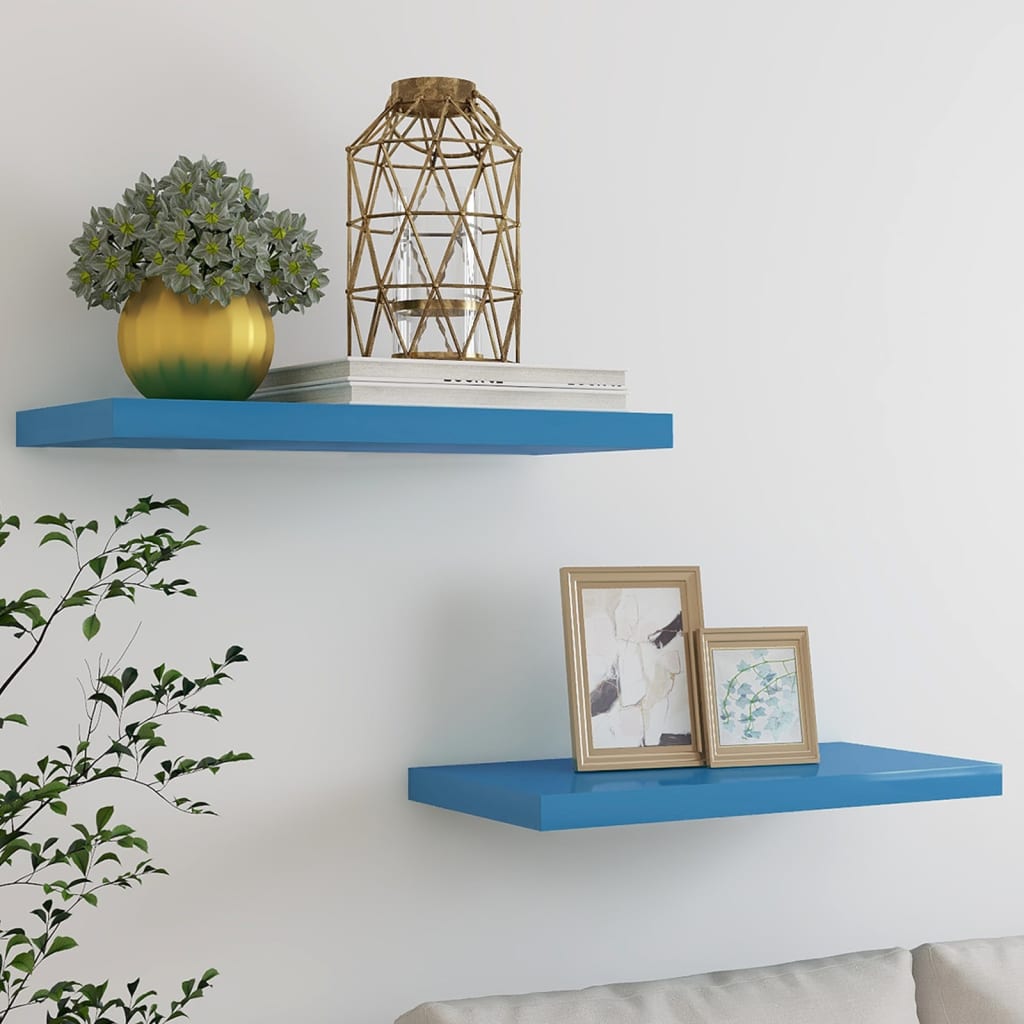vidaXL Floating Wall Shelves 2 pcs Blue 60x23.5x3.8 cm MDF