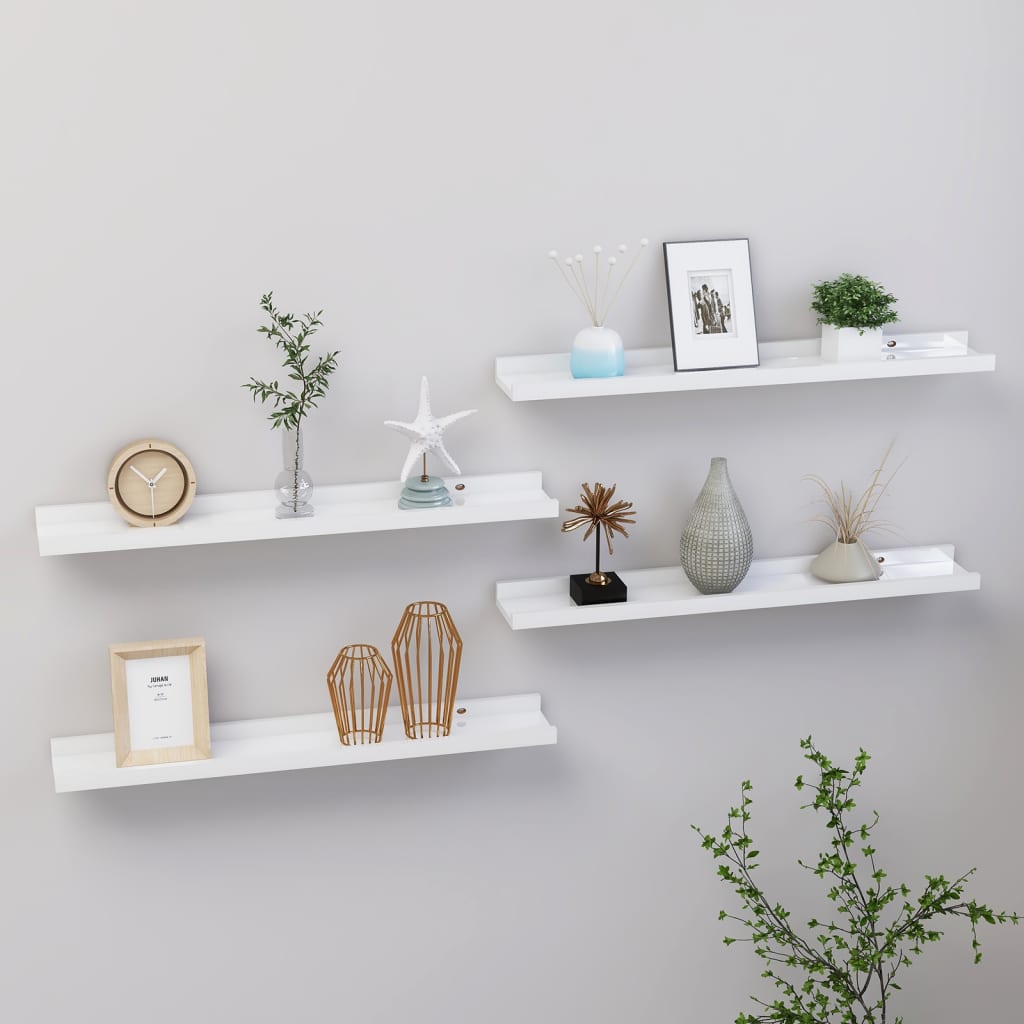 vidaXL Wall Shelves 4 pcs High Gloss White 60x9x3 cm