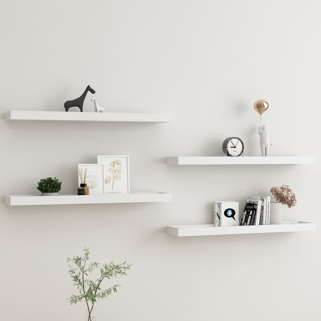 vidaXL Loggia Wall Shelves 4 pcs White 80x15x4 cm MDF