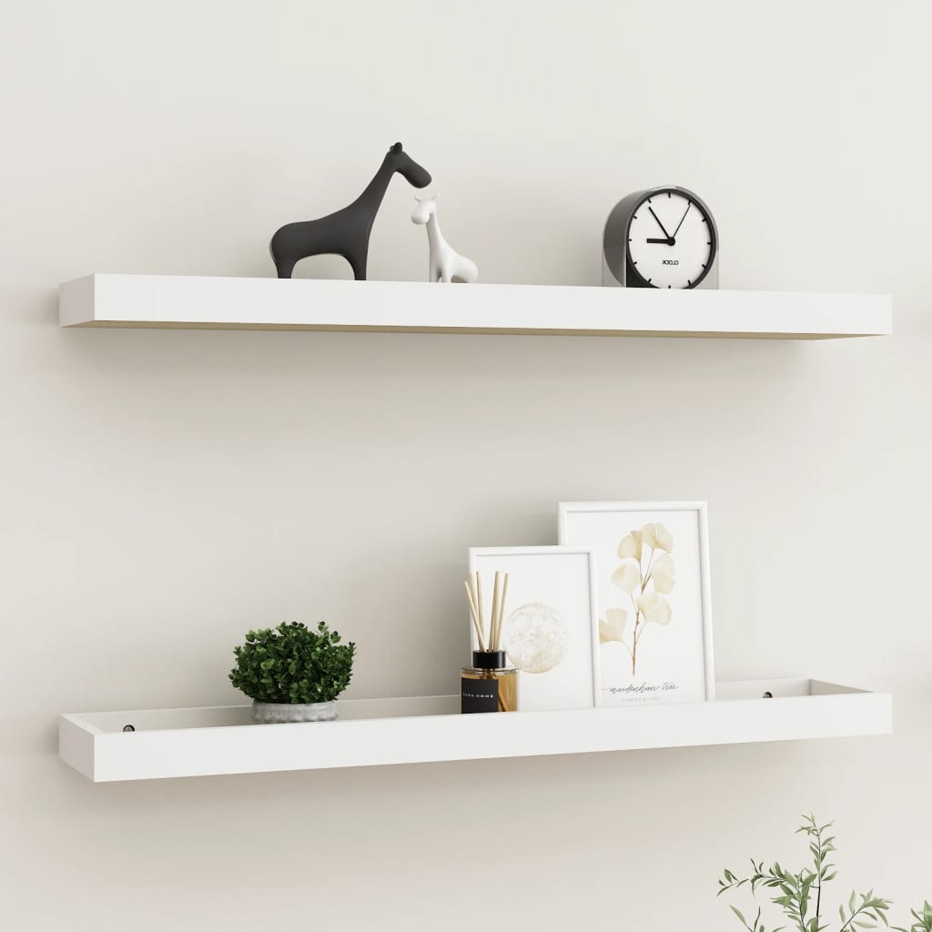 vidaXL Loggia Wall Shelves 2 pcs Oak and White 80x15x4 cm MDF