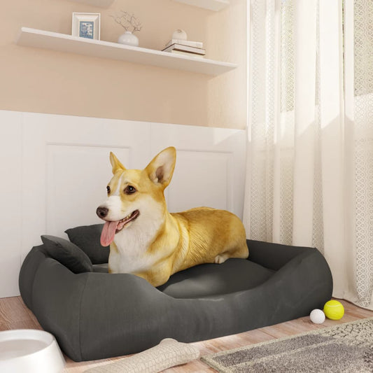 vidaXL Dog Cushion with Pillows Dark Grey 75x58x18 cm Oxford Fabric
