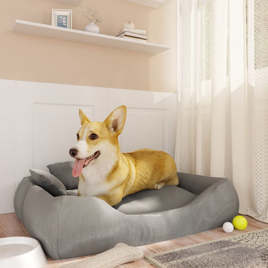 vidaXL Dog Cushion with Pillows Grey 75x58x18 cm Oxford Fabric