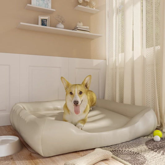 vidaXL Dog Bed Beige 105x80x25 cm Faux Leather