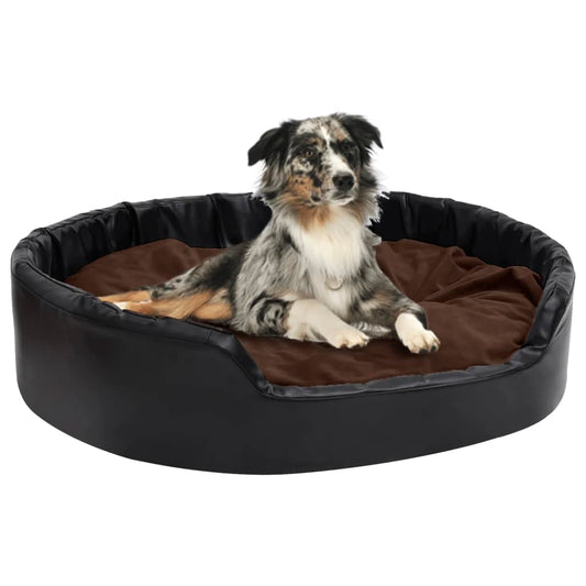 vidaXL Dog Bed Black and Brown 99x89x21 cm Plush and Faux Leather