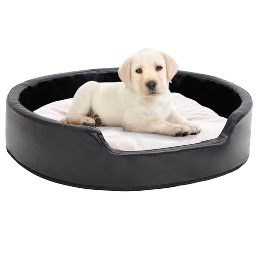 vidaXL Dog Bed Black and Beige 79x70x19 cm Plush and Faux Leather