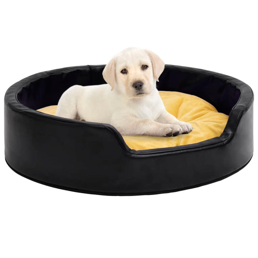 vidaXL Dog Bed Black and Yellow 90x79x20 cm Plush and Faux Leather