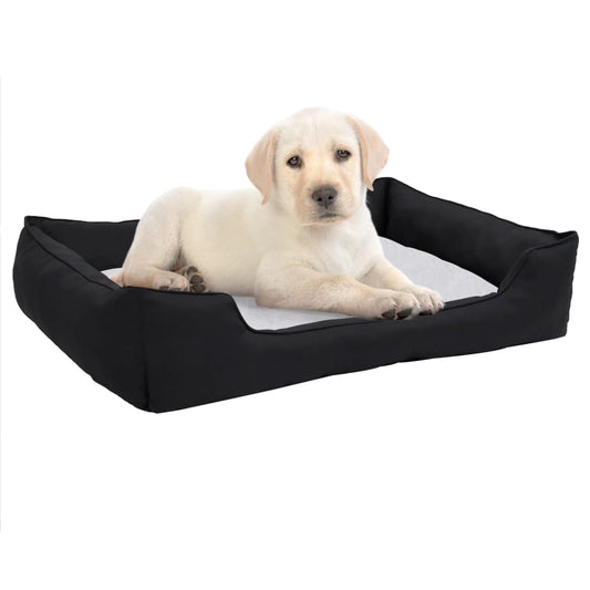 vidaXL Dog Bed Black and White 85.5x70x23 cm Linen Look Fleece