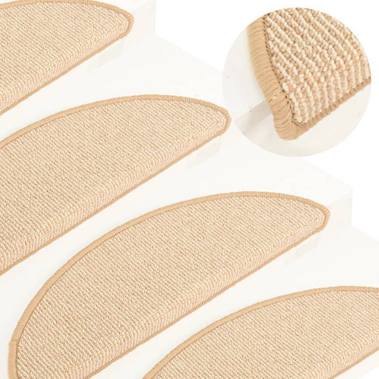 vidaXL Carpet Stair Treads 15 pcs Cream 56x17x3 cm