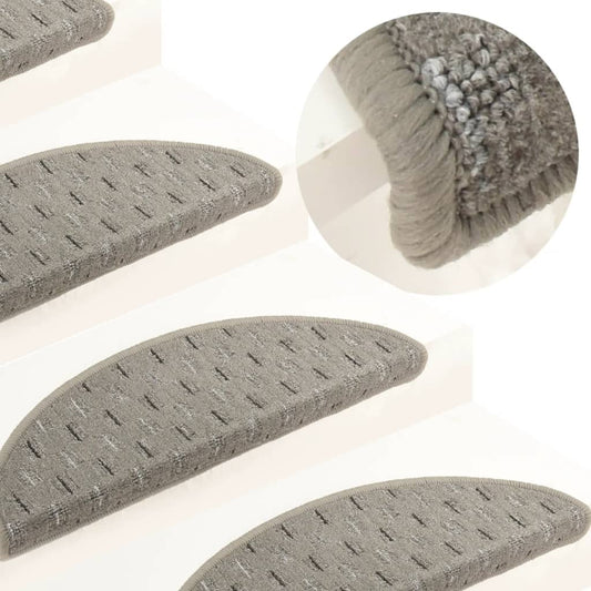 vidaXL Carpet Stair Treads 15 pcs Grey 56x17x3 cm
