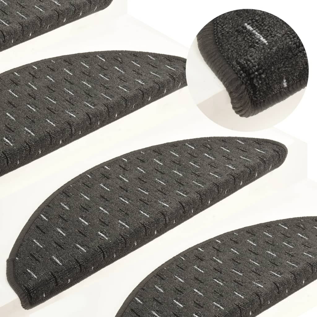 vidaXL Carpet Stair Treads 15 pcs Anthracite 65x21x4 cm
