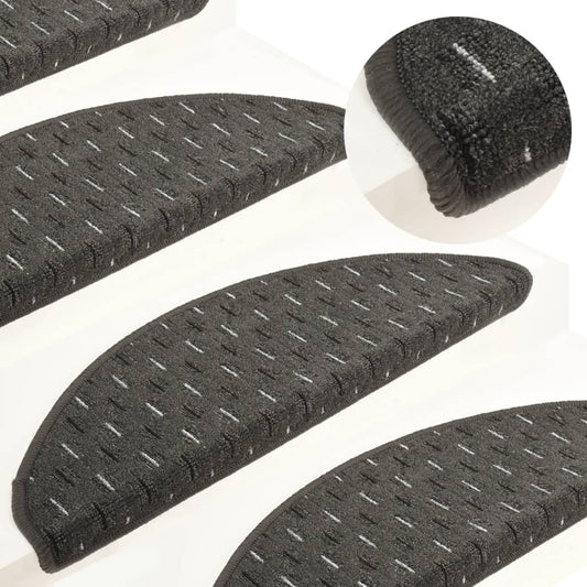 vidaXL Carpet Stair Treads 15 pcs Anthracite 65x21x4 cm