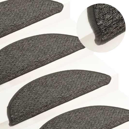 vidaXL Carpet Stair Treads 15 pcs Anthracite 56x17x3 cm