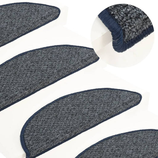 vidaXL Carpet Stair Treads 15 pcs Dark Blue 56x17x3 cm