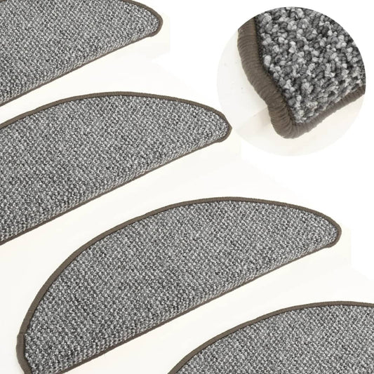 vidaXL Carpet Stair Treads 15 pcs Grey 56x17x3 cm
