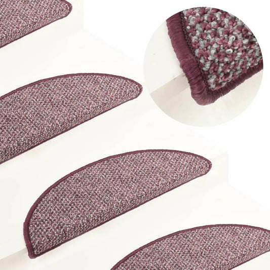 vidaXL Carpet Stair Treads 15 pcs Purple 65x21x4 cm