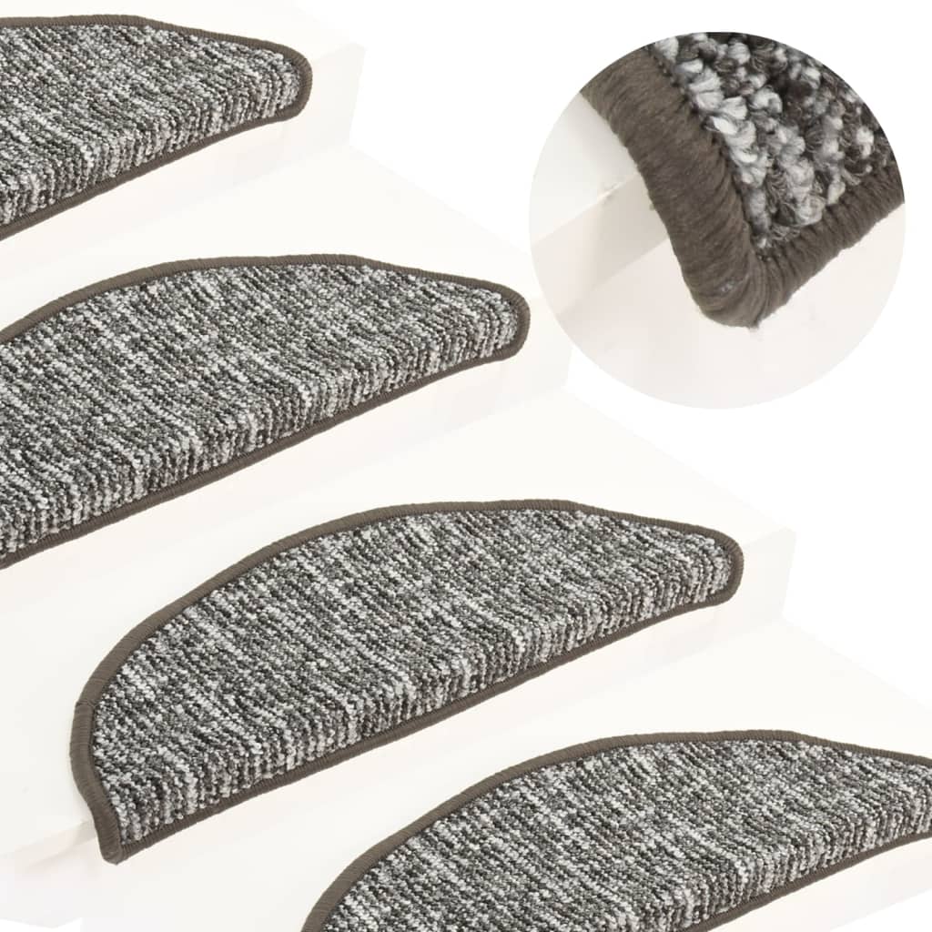 vidaXL Carpet Stair Treads 15 pcs Anthracite 56x17x3 cm