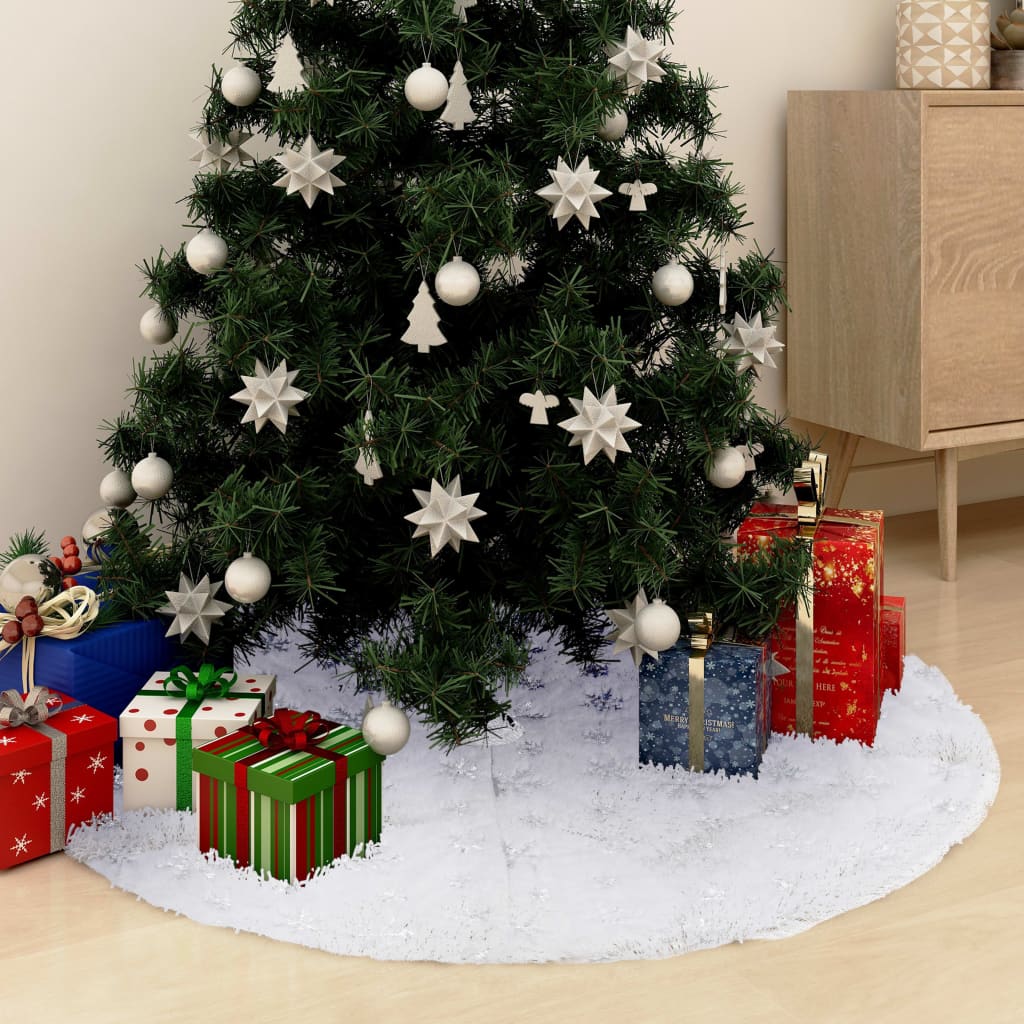 vidaXL Luxury Christmas Tree Skirt White 90 cm Faux