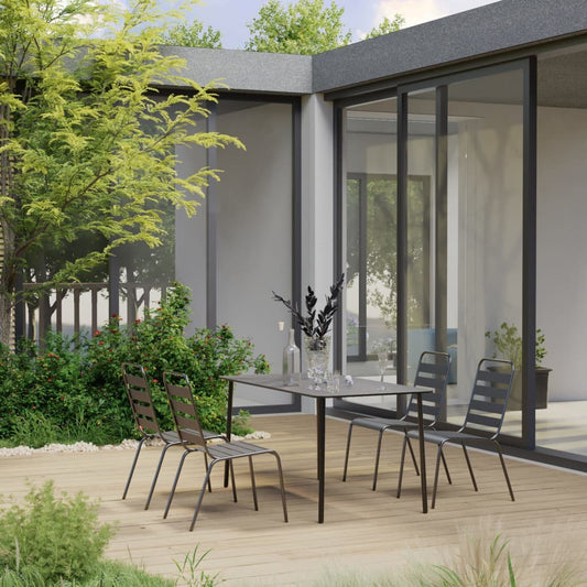 vidaXL 5 Piece Garden Dining Set Steel Dark Grey