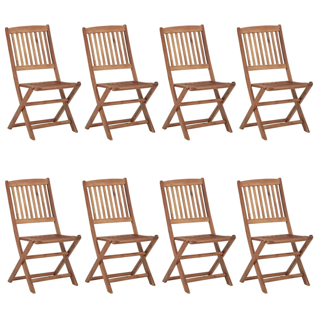 vidaXL Folding Outdoor Chairs 8 pcs Solid Acacia Wood