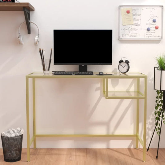 vidaXL Computer Desk Transparent 100x36x74 cm Tempered Glass