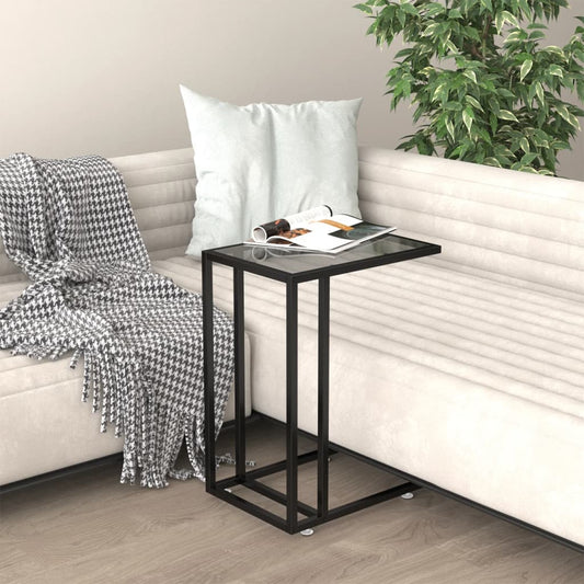 vidaXL Computer Side Table Black 50x35x65 cm Tempered Glass