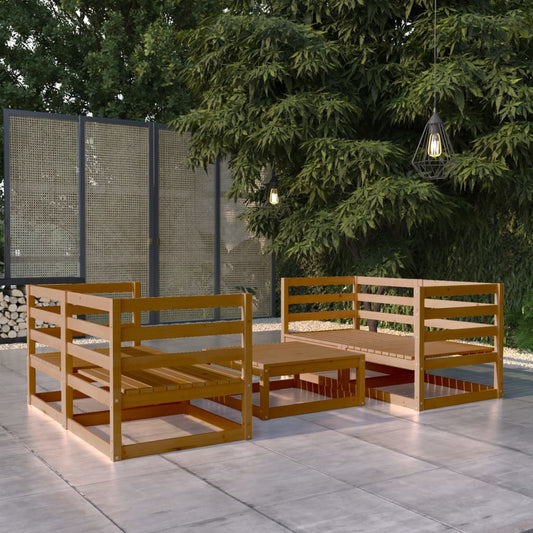 vidaXL 5 Piece Garden Lounge Set Honey Brown Solid Wood Pine