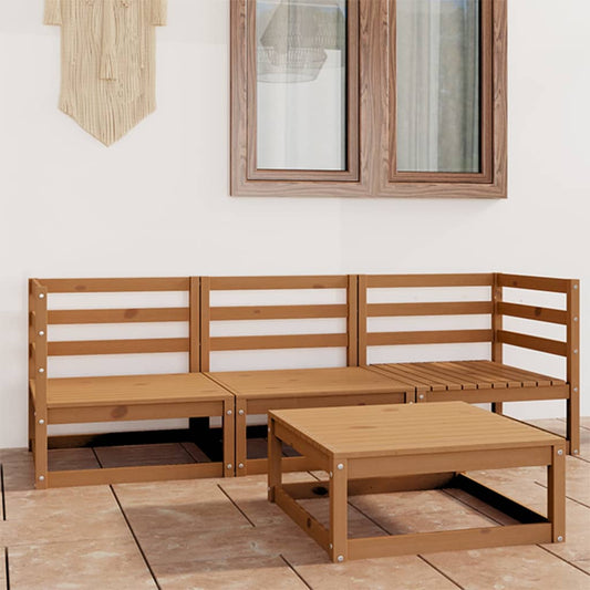 vidaXL 4 Piece Garden Lounge Set Honey Brown Solid Wood Pine