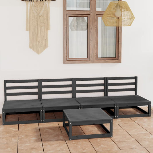 vidaXL 5 Piece Garden Lounge Set Grey Solid Wood Pine