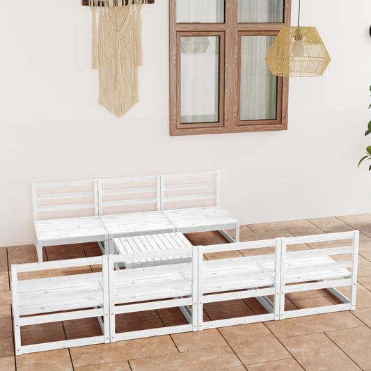 vidaXL 8 Piece Garden Lounge Set White Solid Pinewood
