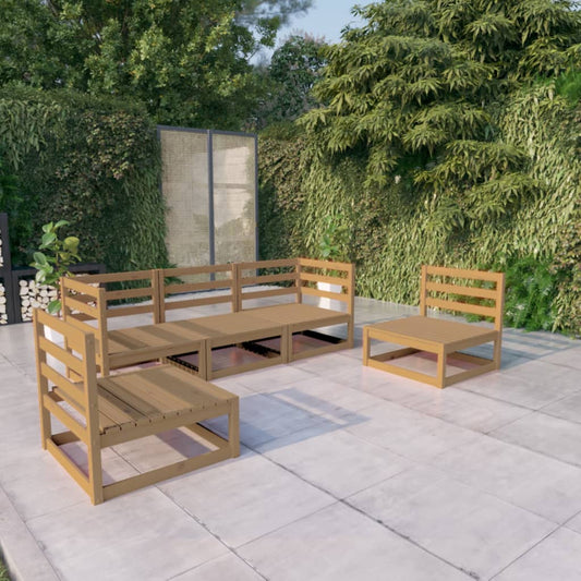 vidaXL 5 Piece Garden Lounge Set Honey Brown Solid Pinewood