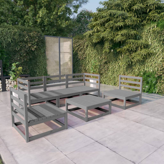vidaXL 6 Piece Garden Lounge Set Grey Solid Pinewood