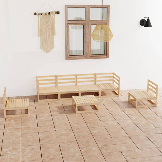 vidaXL 7 Piece Garden Lounge Set Solid Wood Pine