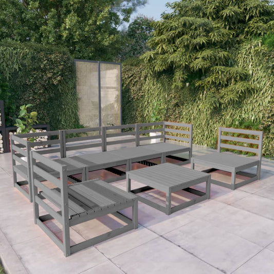 vidaXL 7 Piece Garden Lounge Set Grey Solid Pinewood