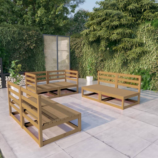 vidaXL 6 Piece Garden Lounge Set Honey Brown Solid Pinewood