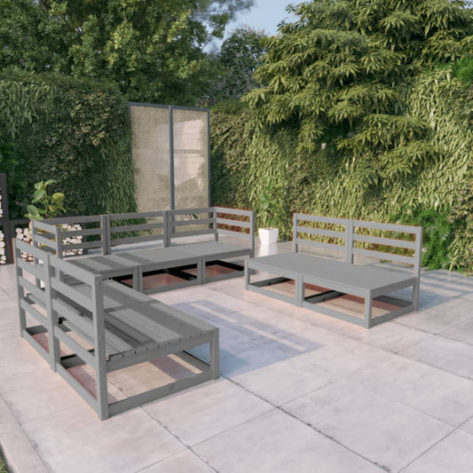 vidaXL 7 Piece Garden Lounge Set Grey Solid Pinewood